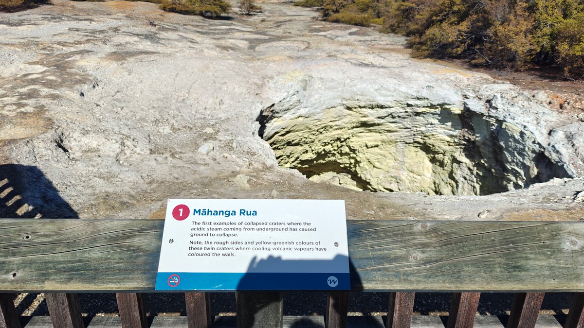 A Māhanga Rua interpretive panel on the rail