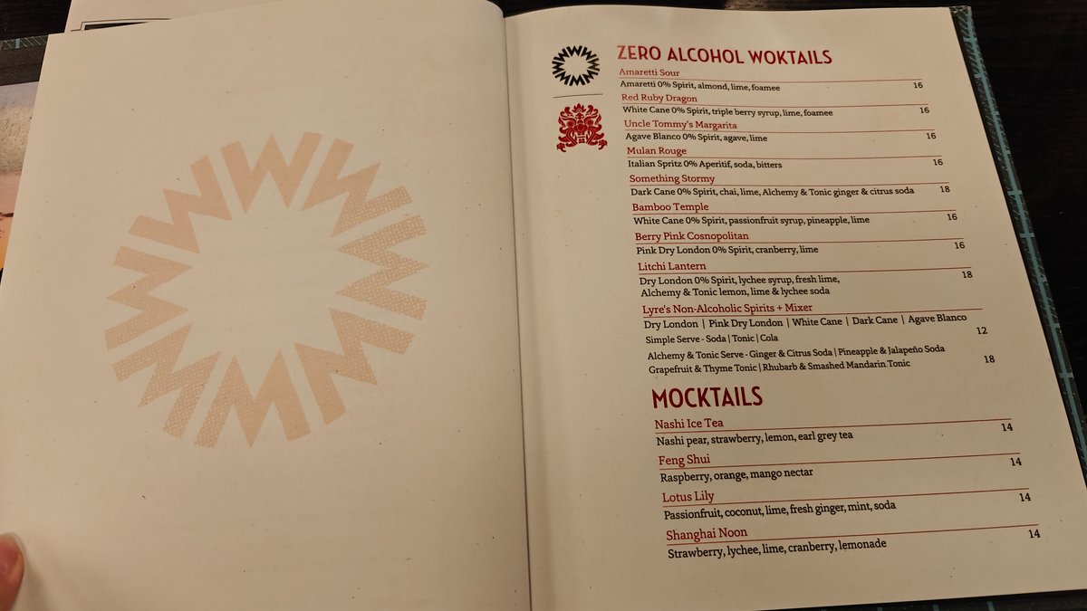 A page of the menu book with its