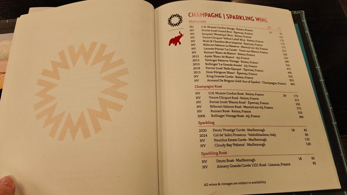A page of the menu book with its
