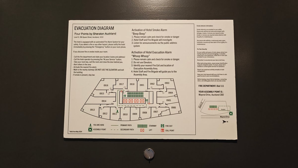 A printed information card left on the shelf.