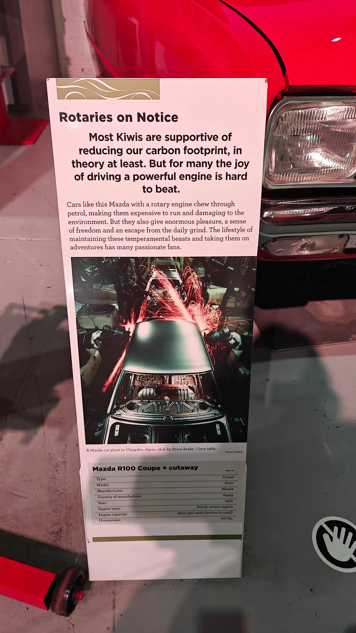 A Rotaries on Notice panel about the Mazda