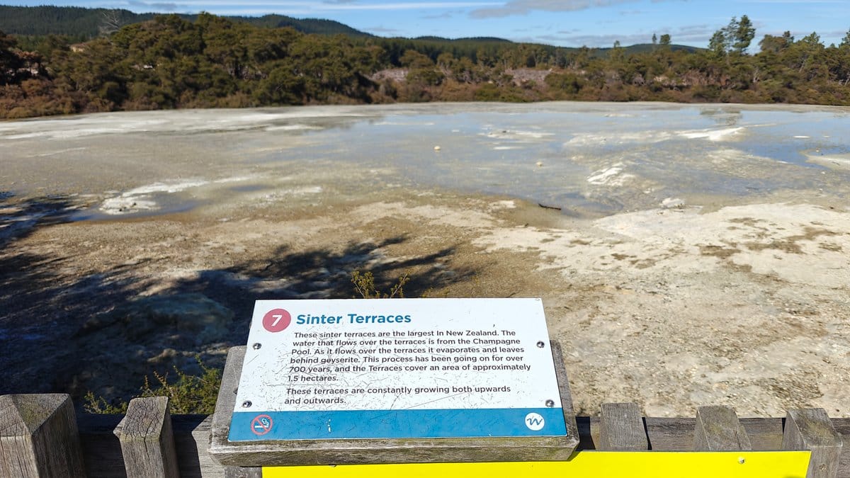 A Sinter Terraces panel with the pale terrace