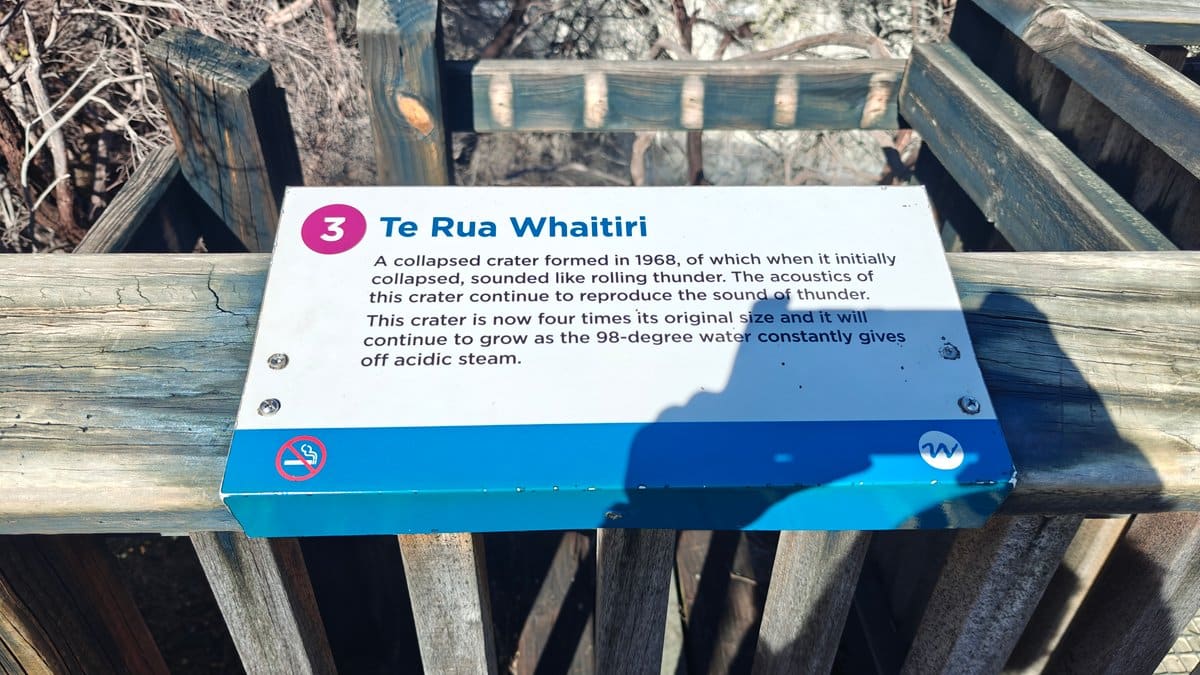 A Te Rua Whaitiri panel explaining a collapsed