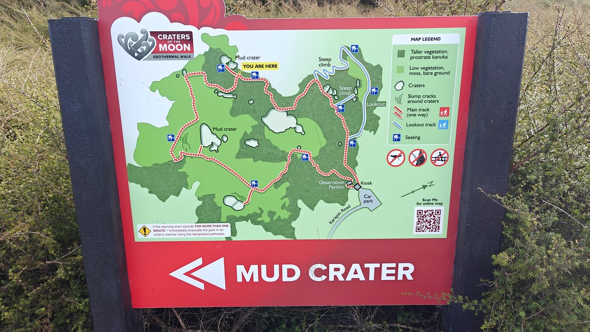 A track map board with a MUD CRATER