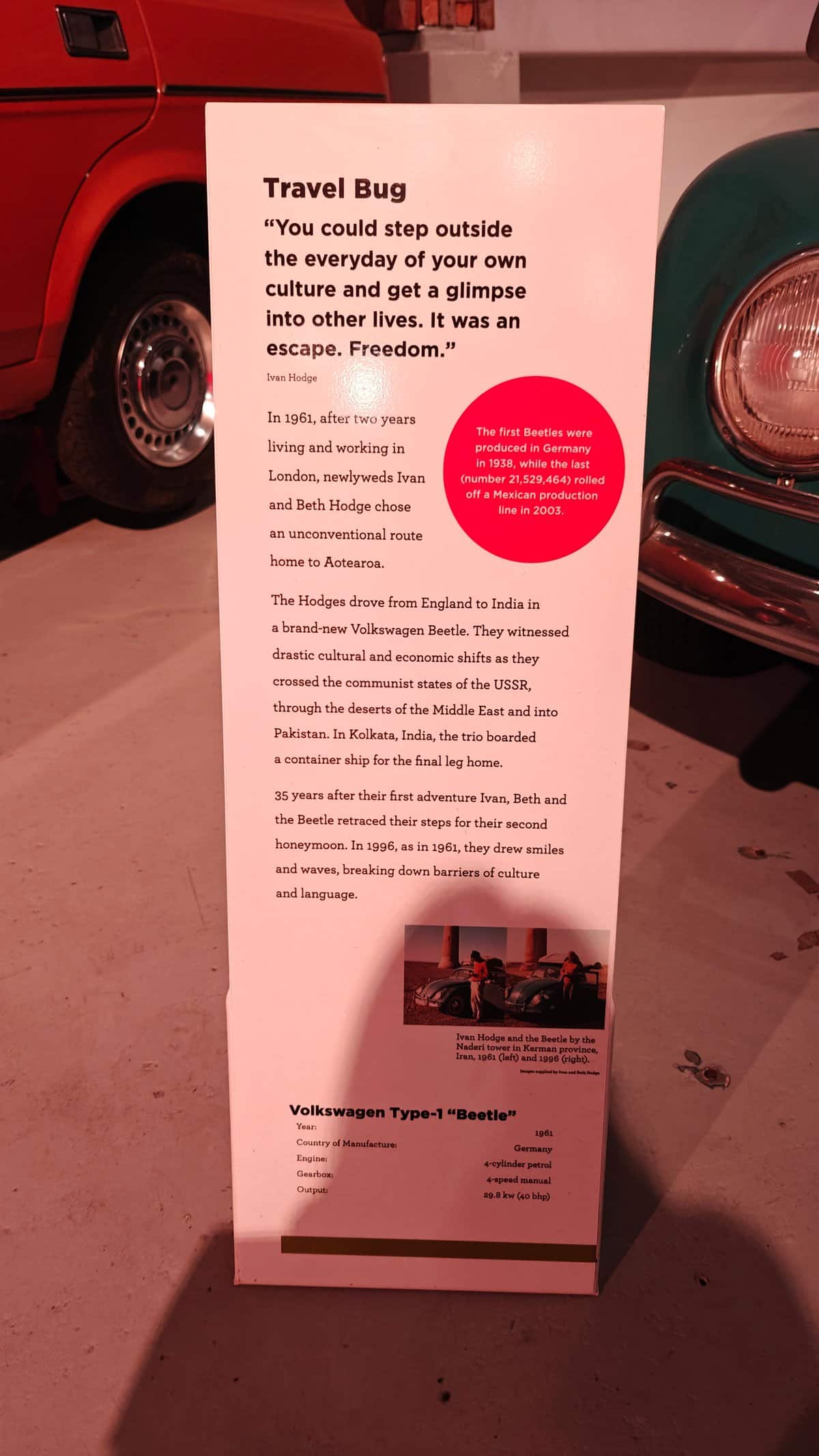 A Travel Bug panel about the Volkswagen Type