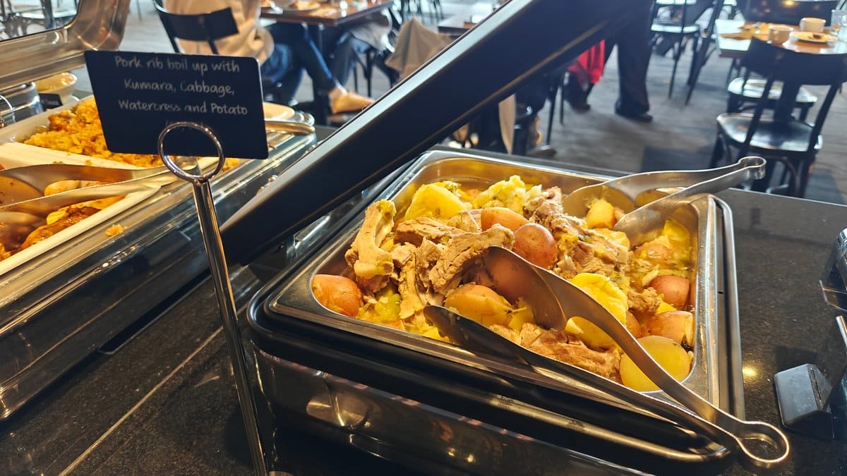 A tray of baked pasta on the hot