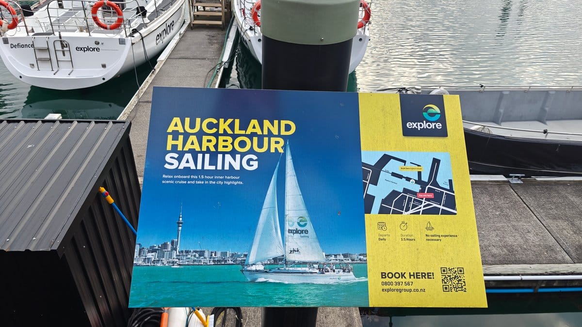 An advertising board on the pontoon — AUCKLAND
