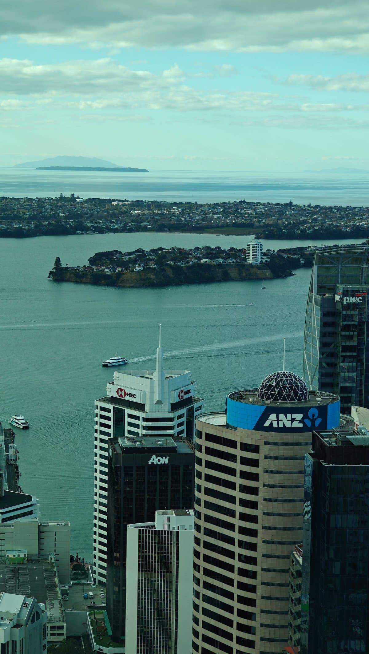 ANZ dome harbour and Rangitoto