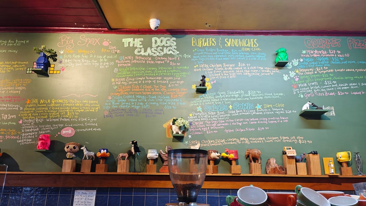 Bar with chalk-written menu boards