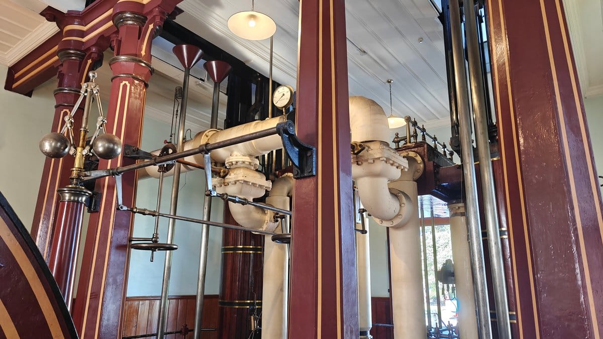 Beam and pipework in engine house