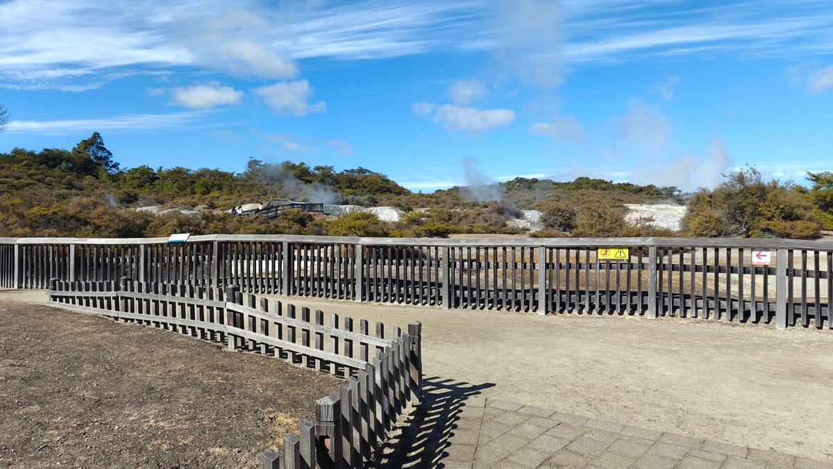 Boardwalk opening onto crater field