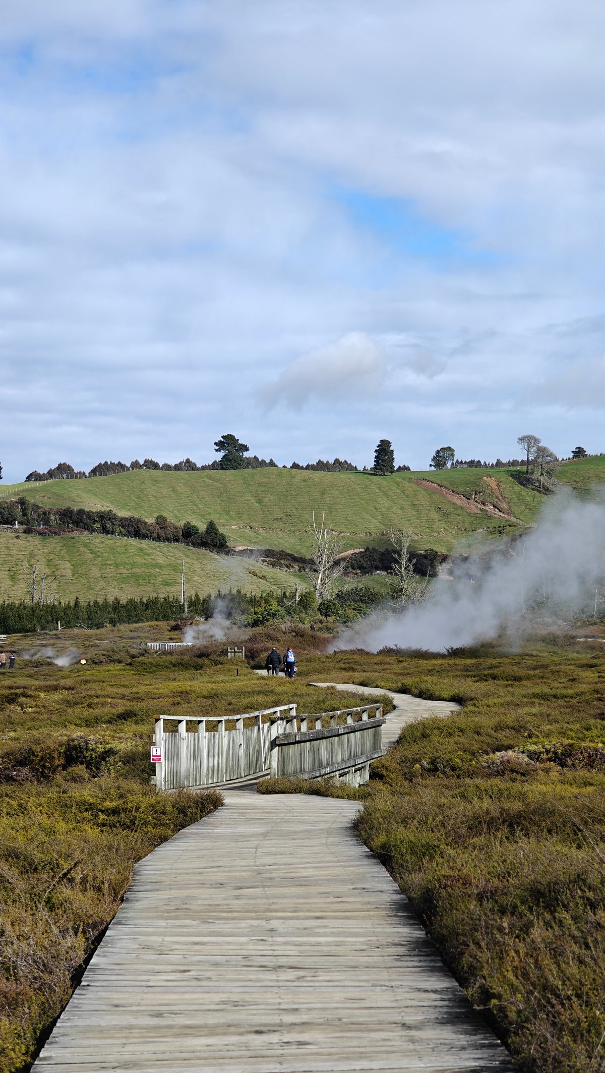 Boardwalk with steam on both sides