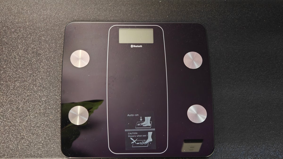 Body composition scale on the floor