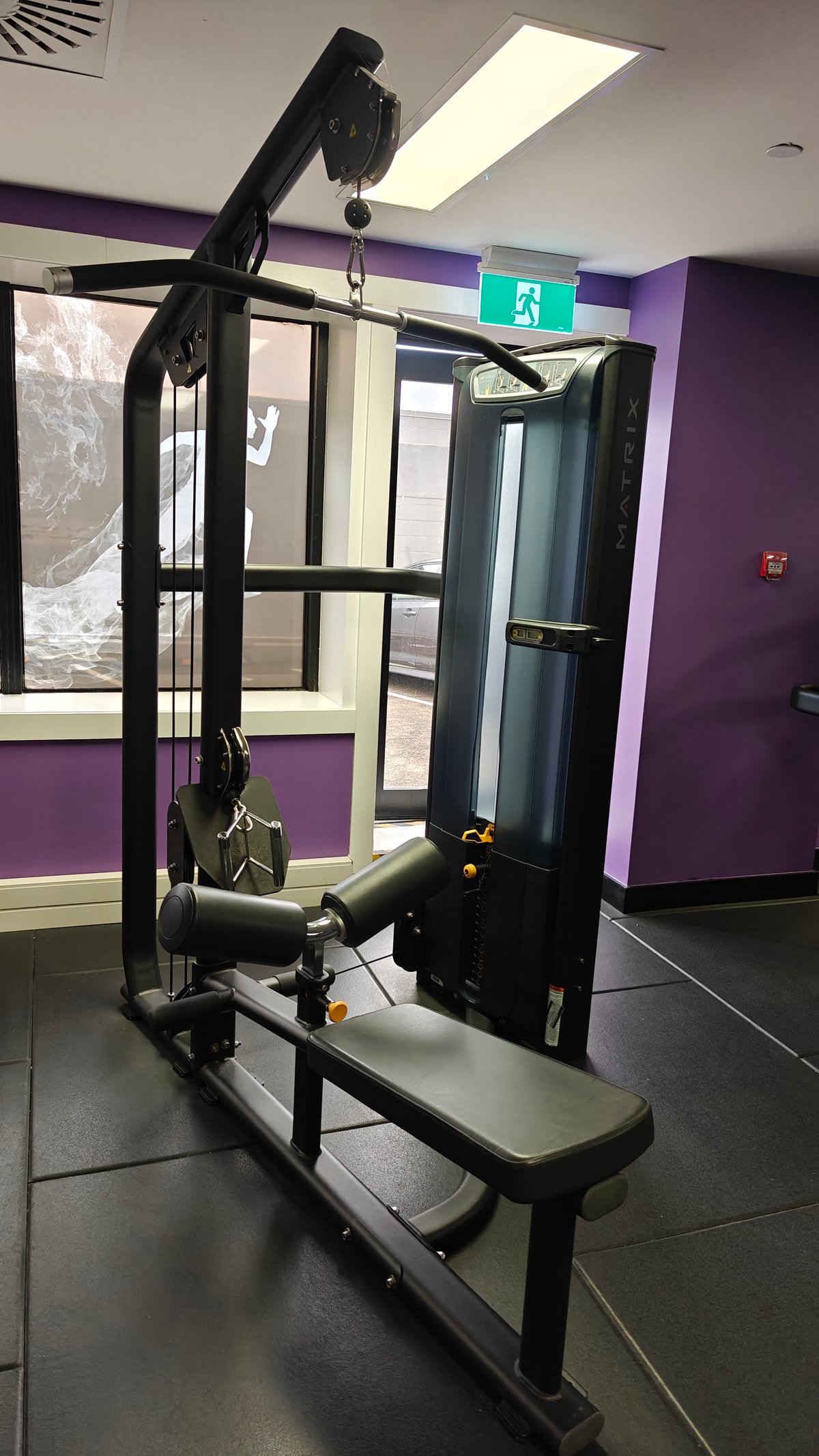 Cable machine with bench in place