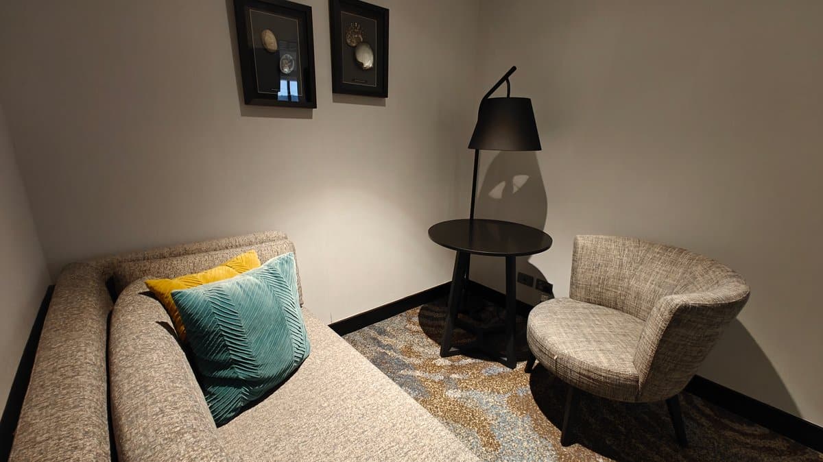 Chaise lounge and woven armchair