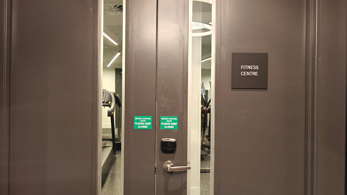 Corridor leading to the hotel gym