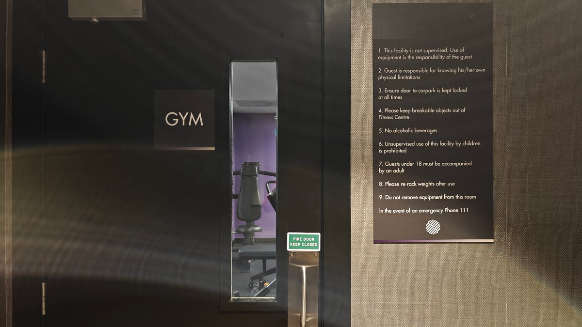 Corridor with GYM wall signage