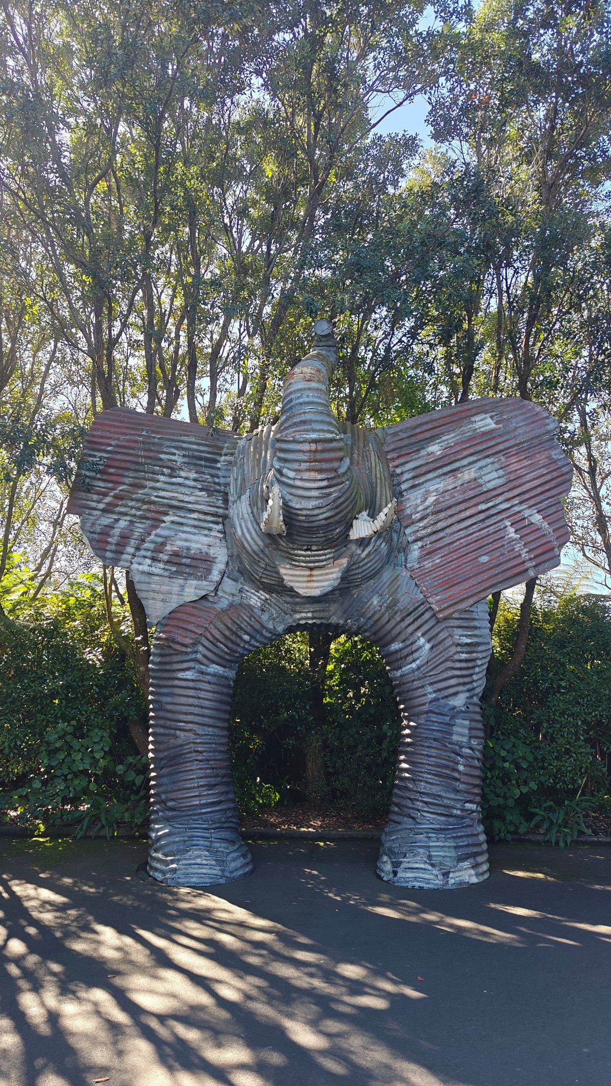 Corrugated iron elephant sculpture