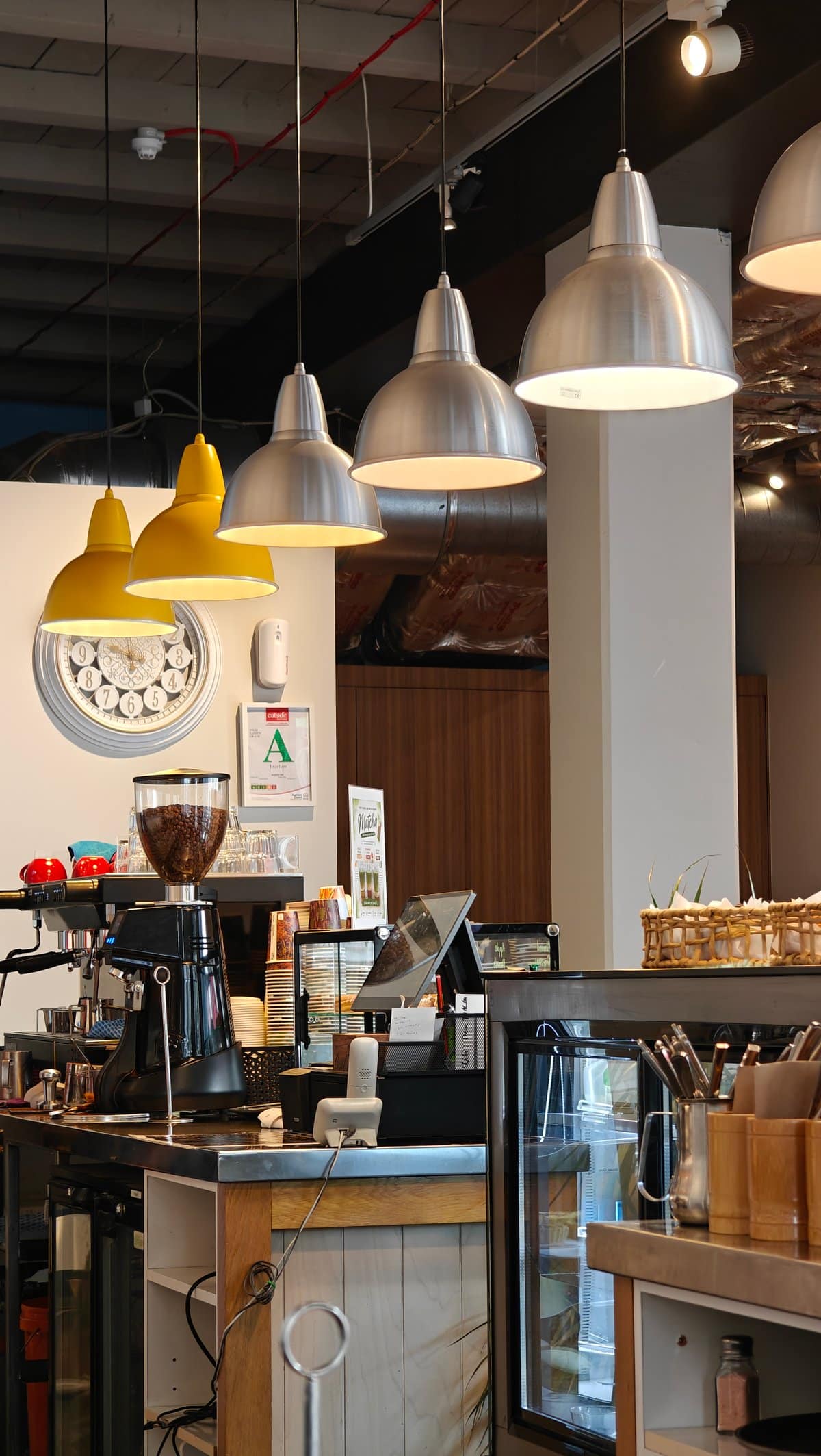 Counter and lights from seating