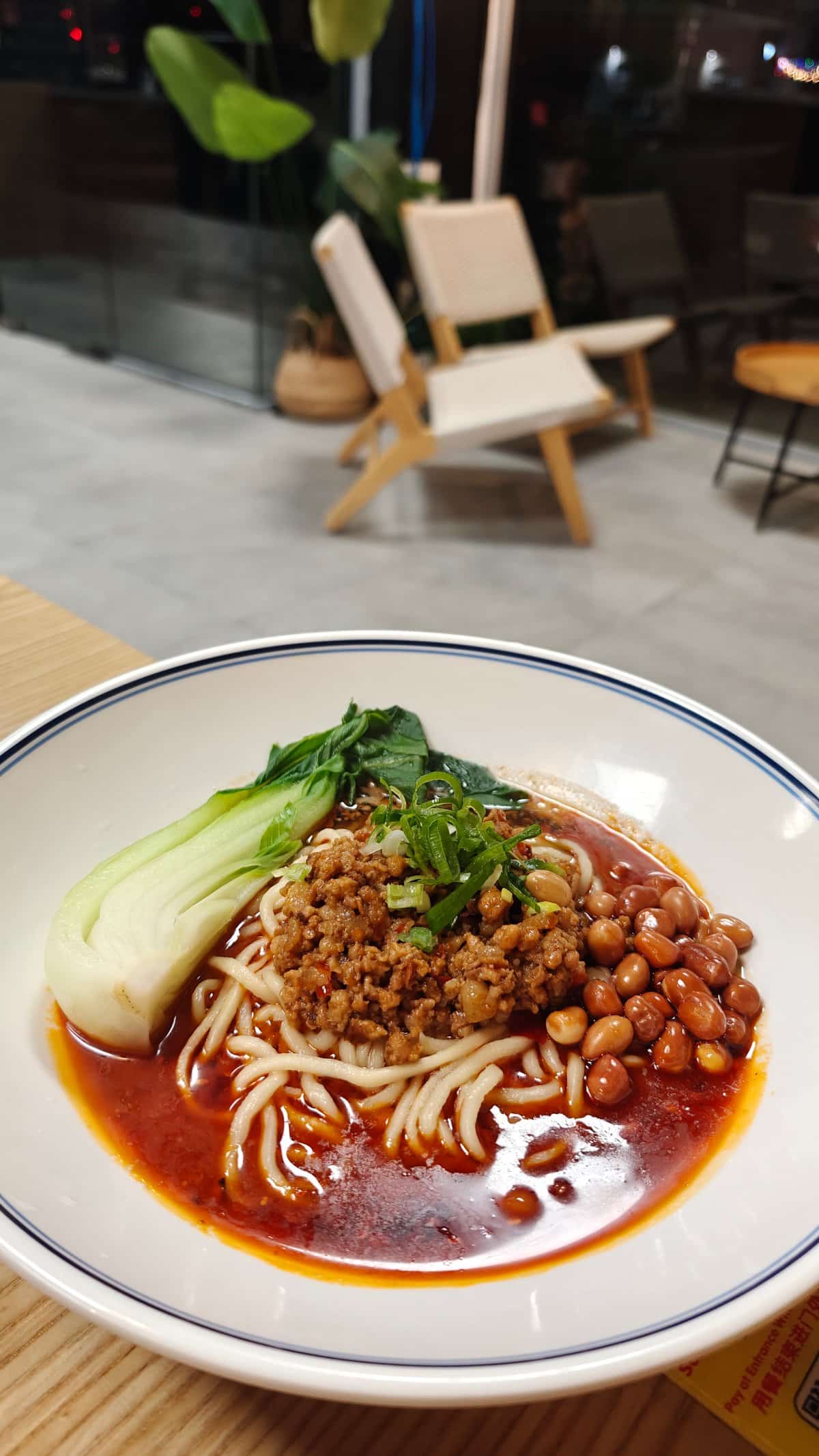 Dandan noodles beside the seating
