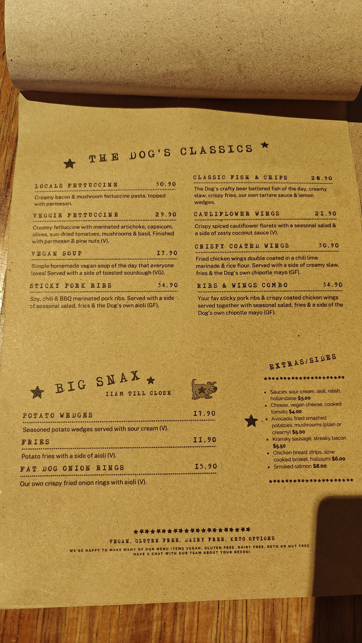 Day's cooked dishes menu page