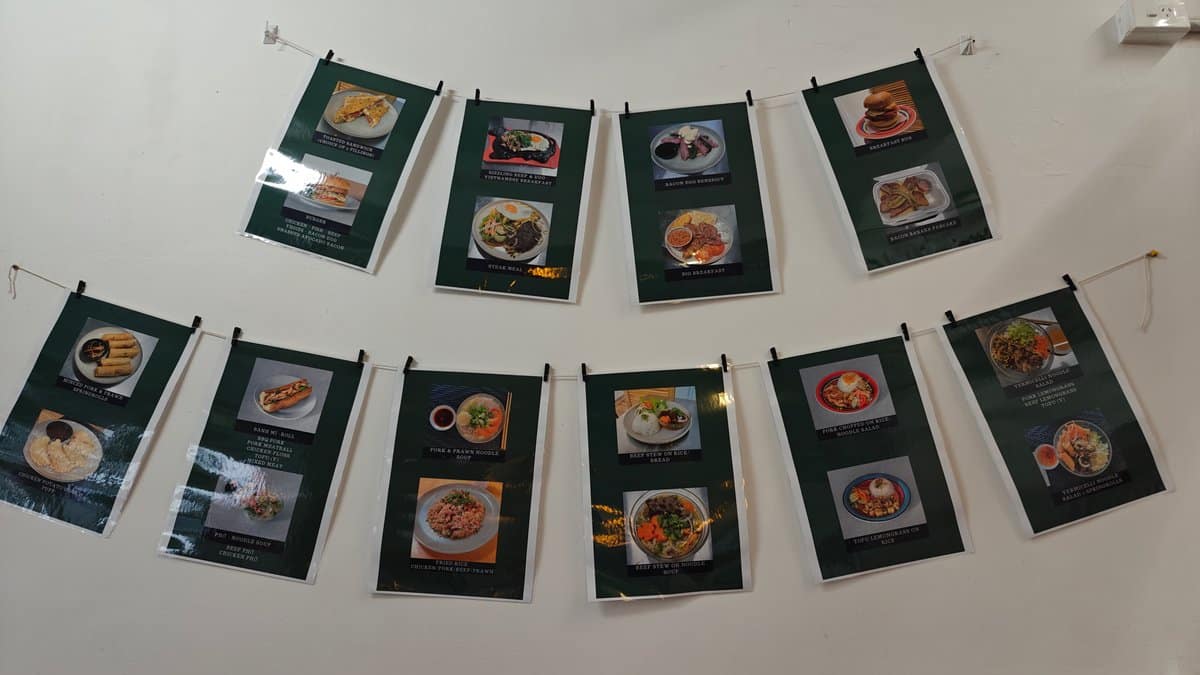 Dish photos on the cafe wall