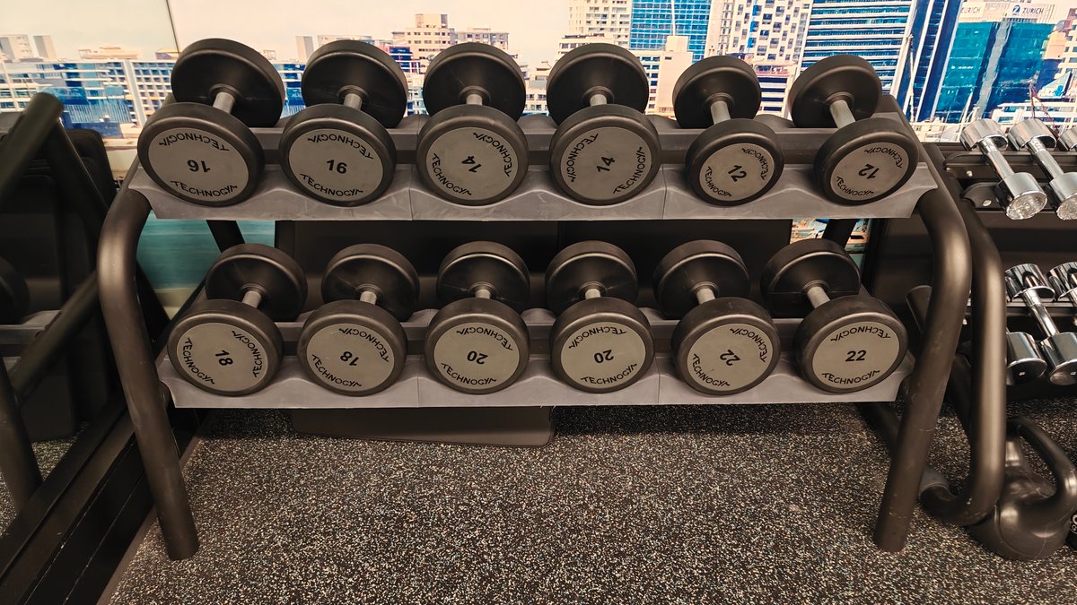 Dumbbell rack loaded light to heavy