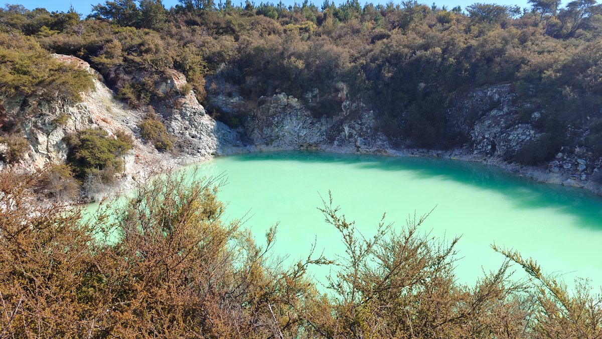 Emerald green crater lake