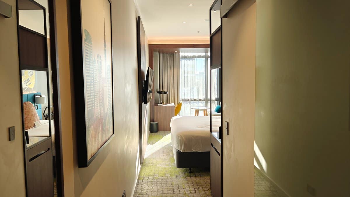 Entry passage looking toward bed