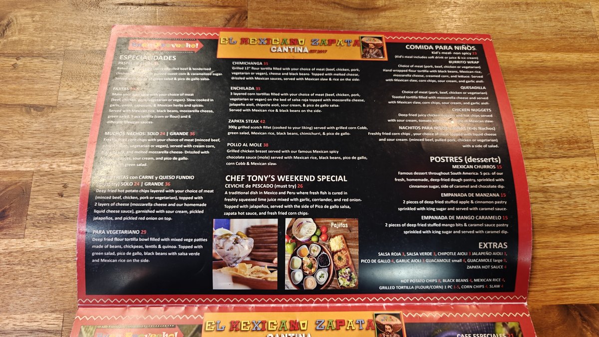 Especialidades chimichanga and enchilada
