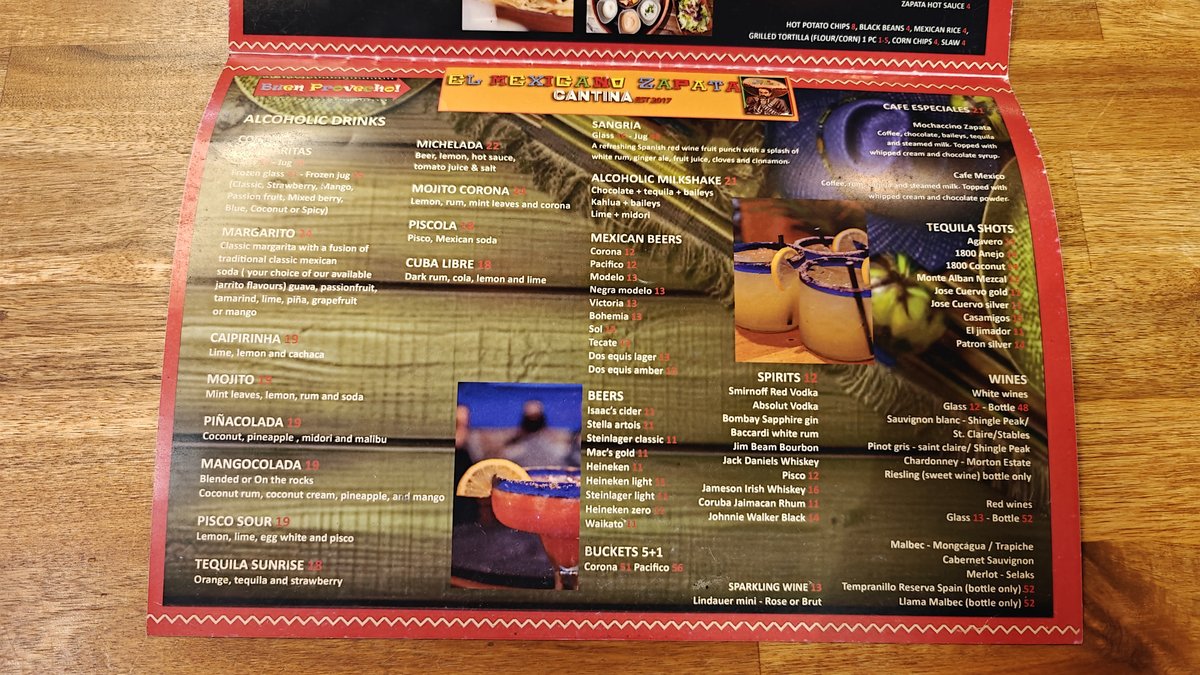 Fajitas and weekend specials menu