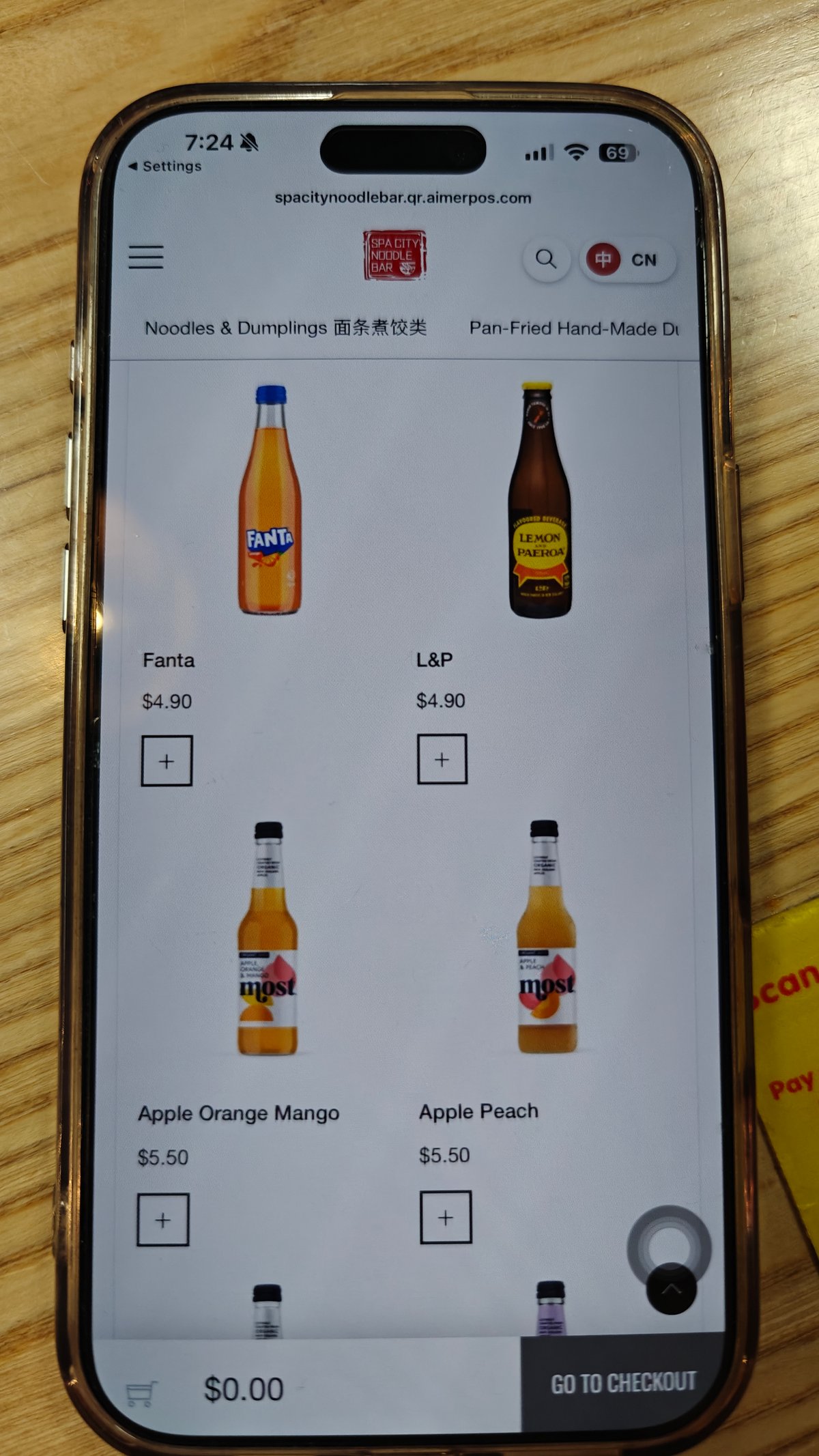 Fanta and L&P at $4.30 with apple orange