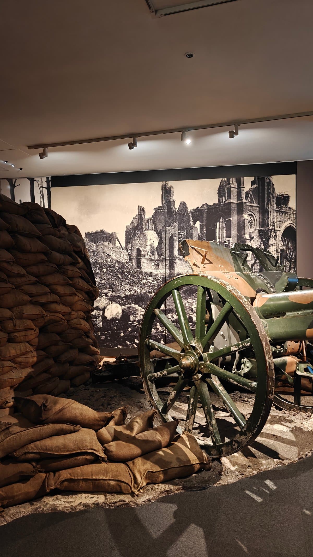 Field gun in a shell-torn landscape