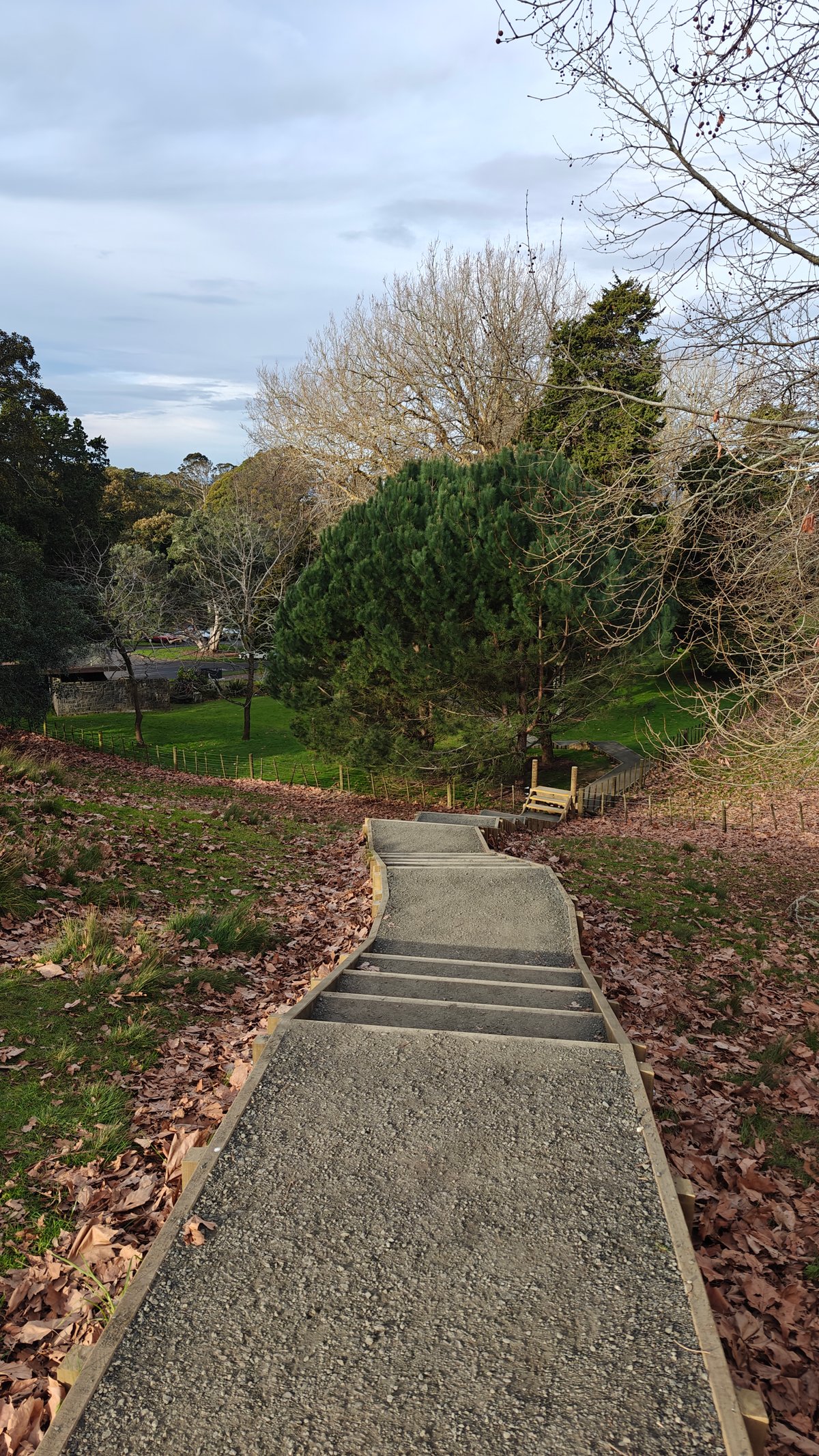 Gravel path rising to the summit
