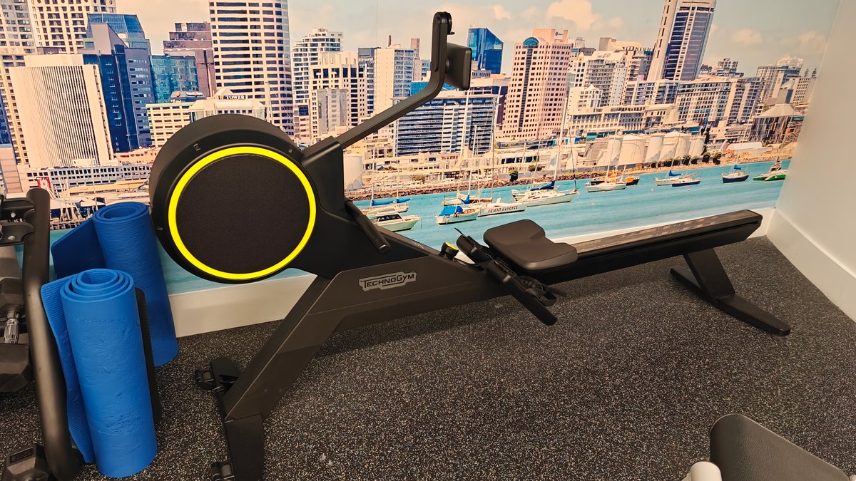 Gym bench with harbour view