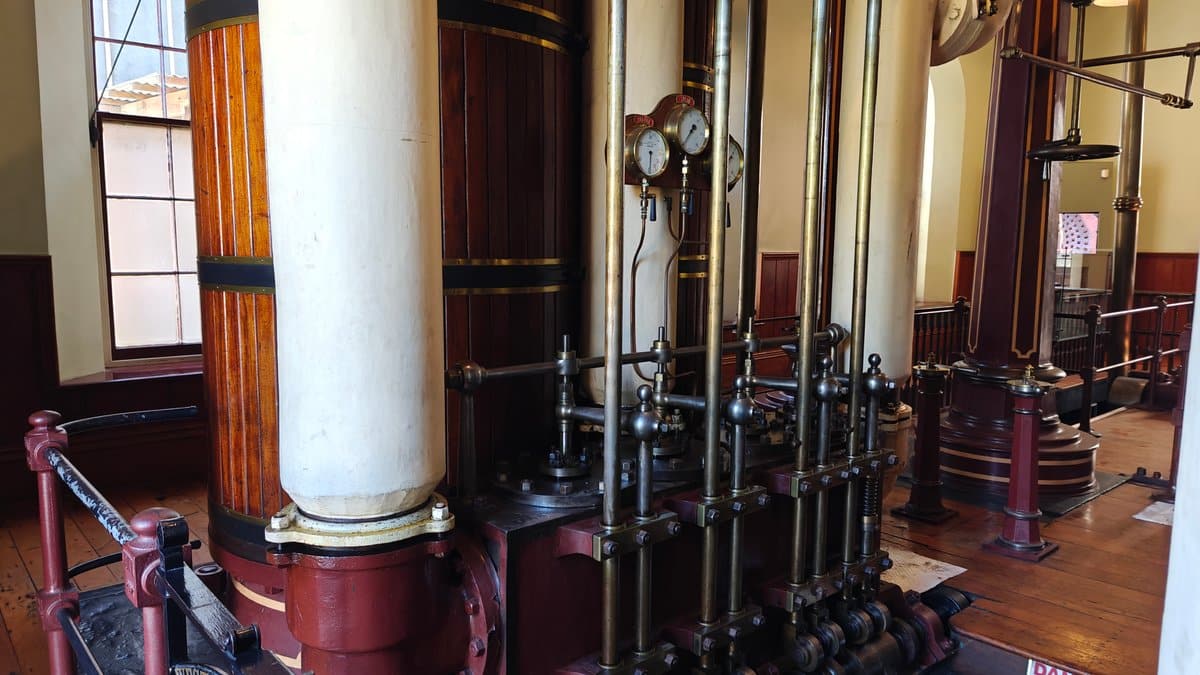Historic pump house interior machinery