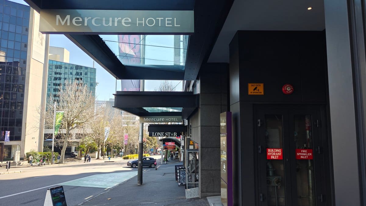 Hotel frontage and street canopy