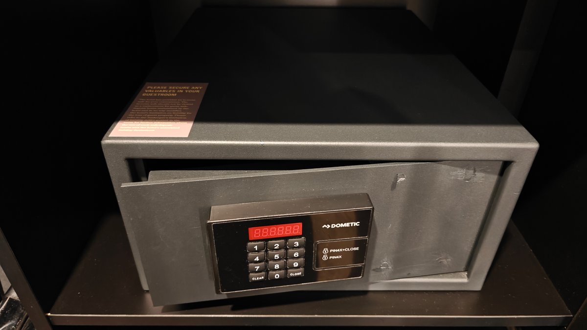In-room safe open on the shelf