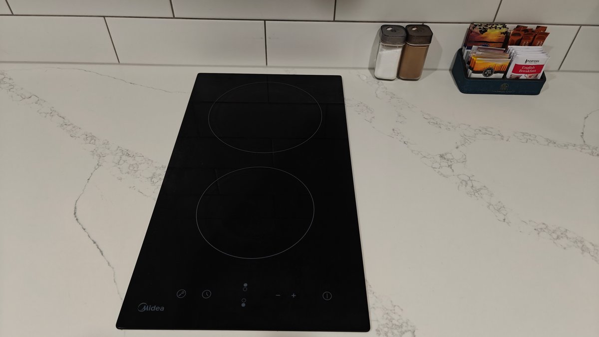 Induction hob on the kitchen counter
