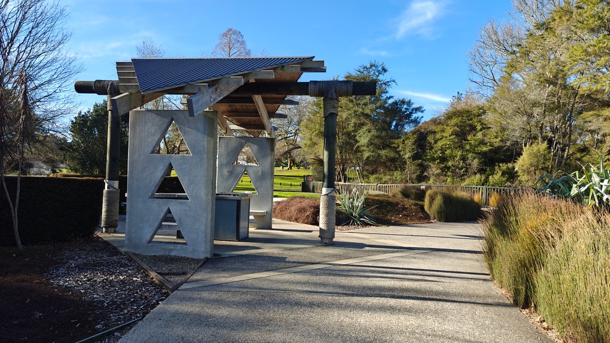 Interpretive pergola beside the path