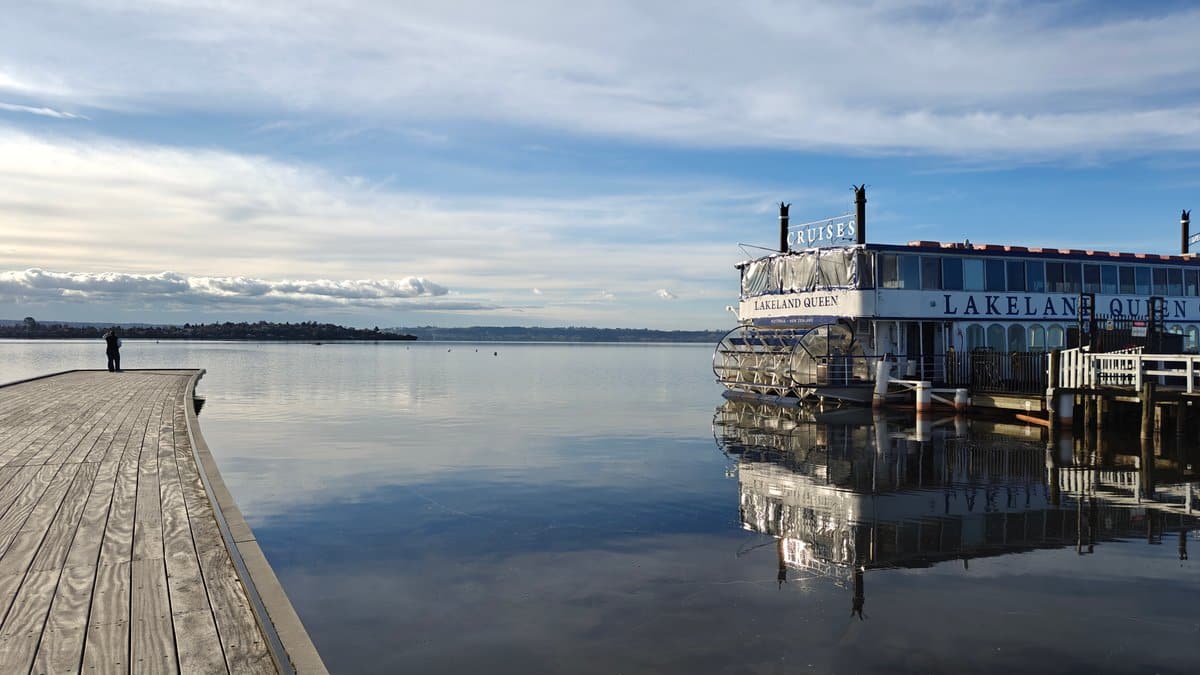 Jetty running past moored steamer