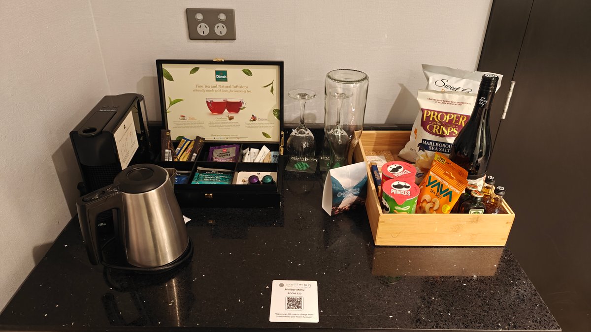 Kettle, glassware and snack tray