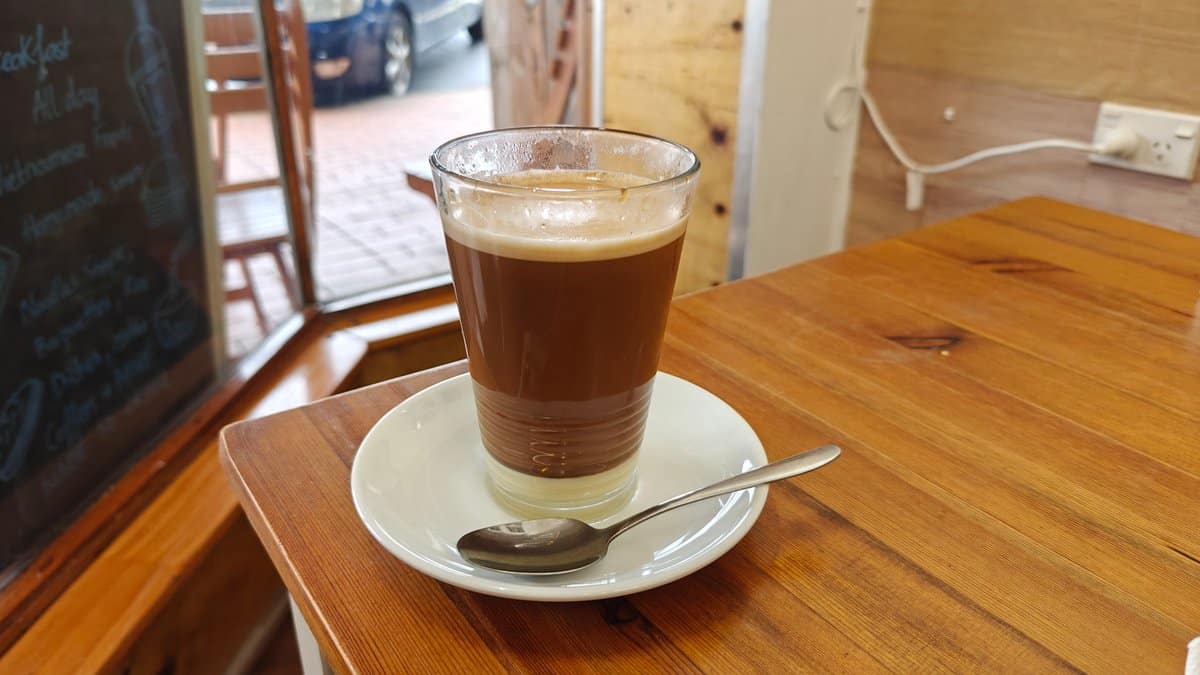 Latte served in a glass