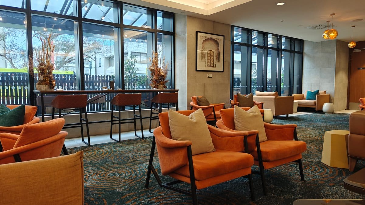 Lobby bar with high stools