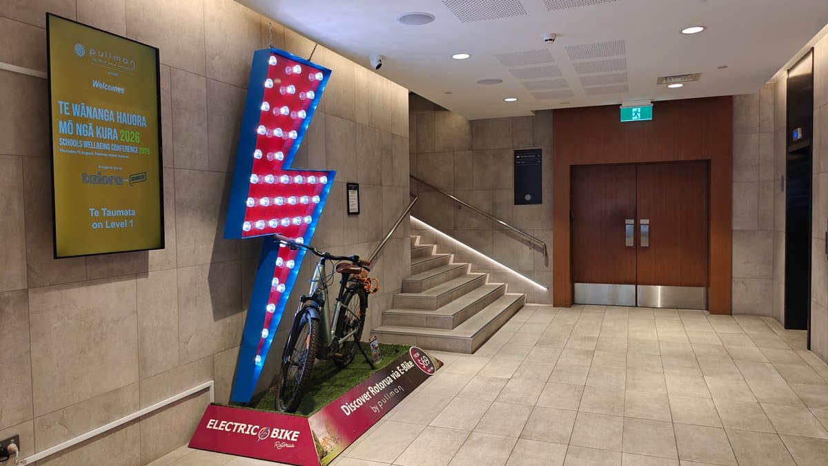 Lobby bicycle display and bike sign