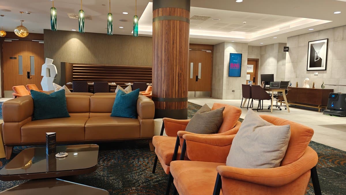 Lobby lounge with leather sofas