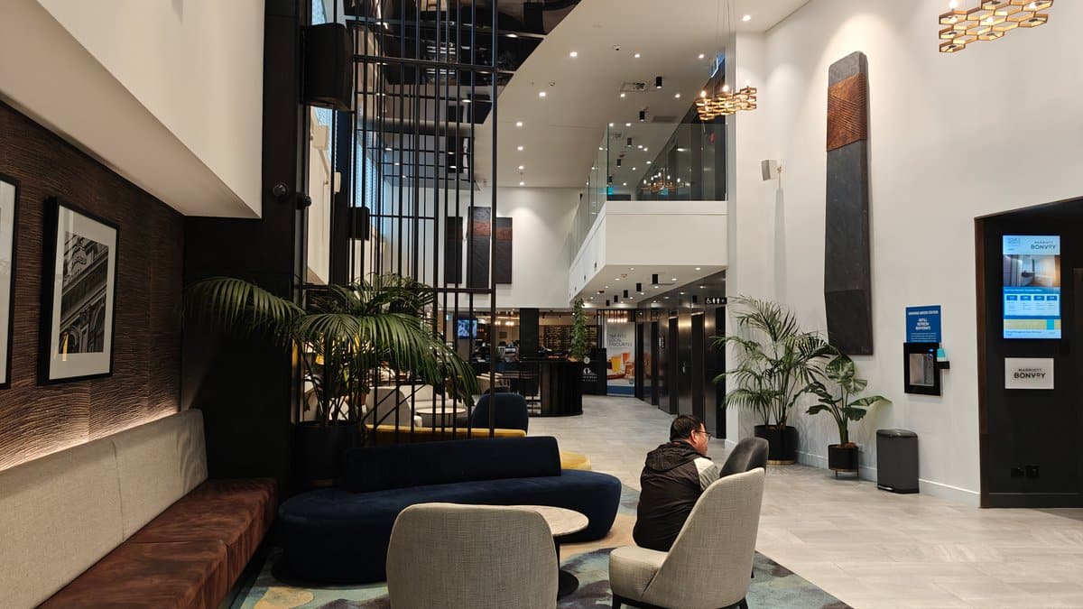Lobby lounge with planted screen