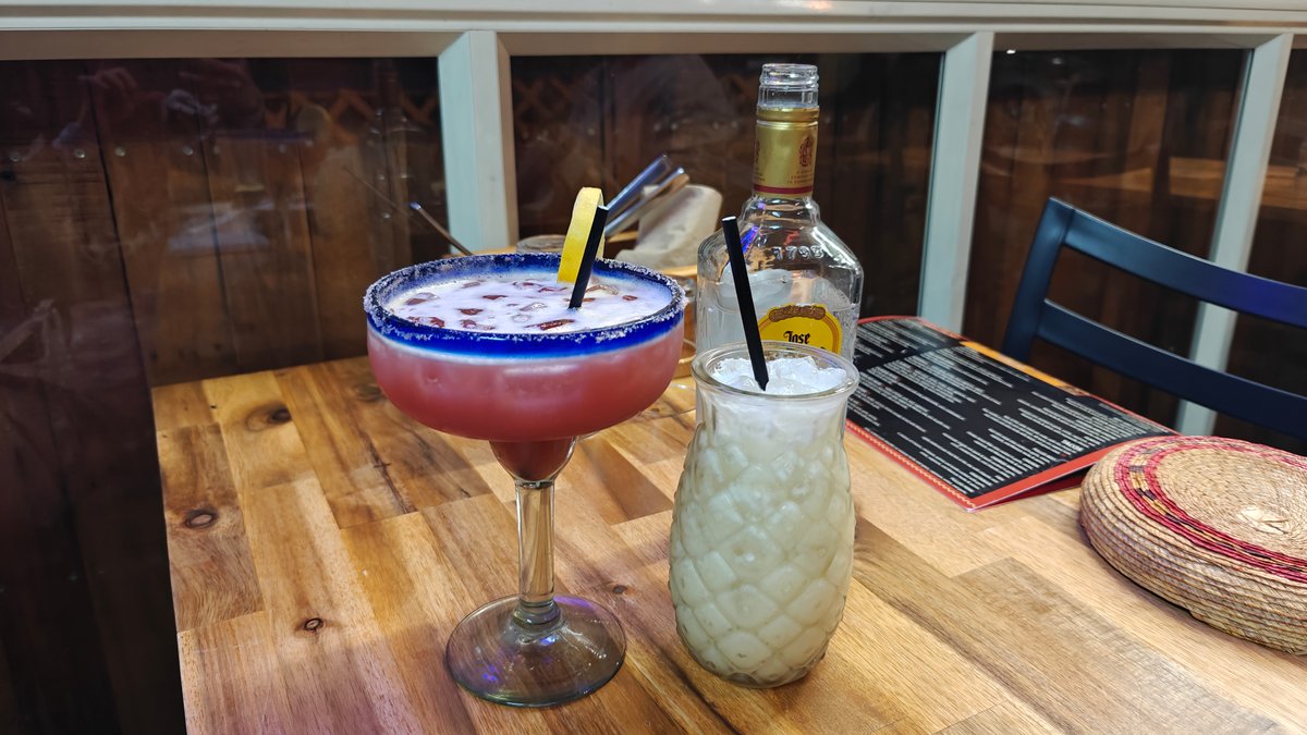 Margarita and milky cocktail