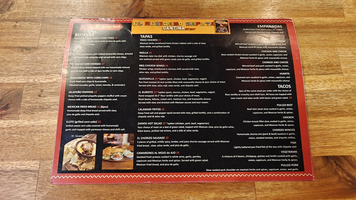 Menu board in red frame