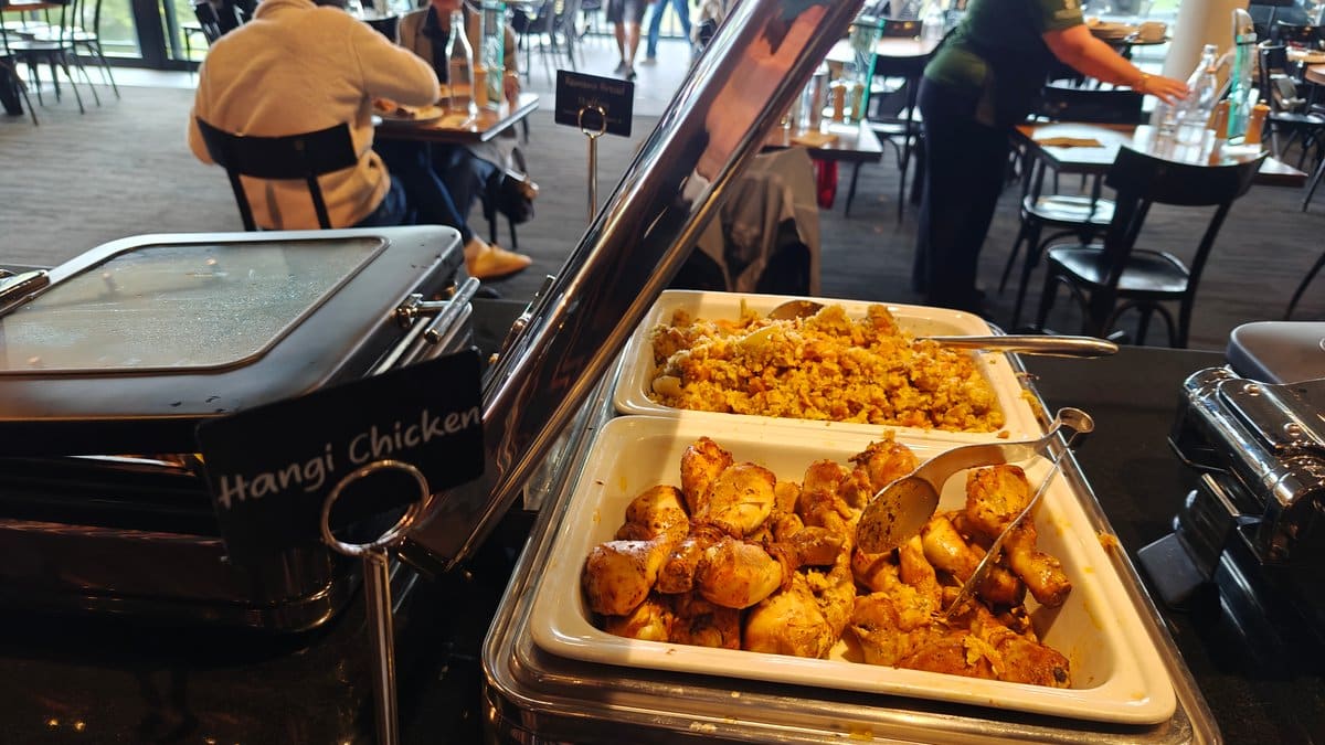 More hot dishes ranged along the buffet.